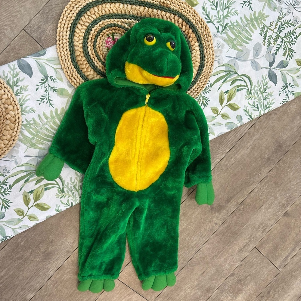 Vintage Frog Toddler Halloween Costume Chrisha Playful Plush Sz 2-4T Head Hood - Picture 6 of 16